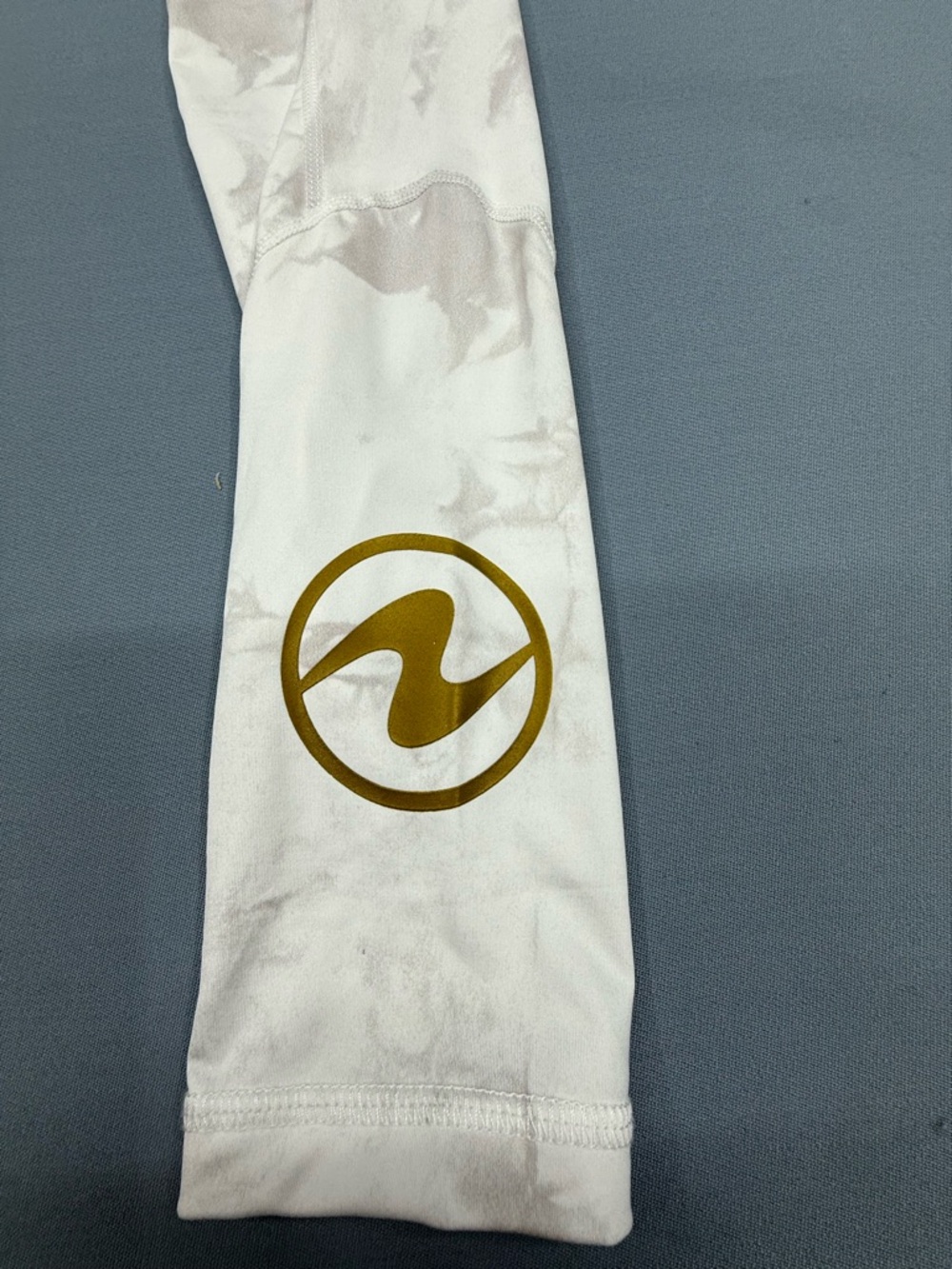 Aqualung White Tie-Dye Active Leggings with Gold Emblem - Picture 2 of 6